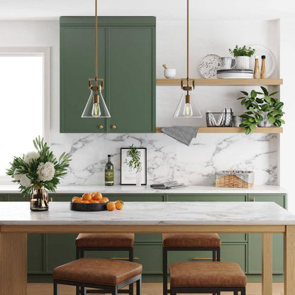 Nathan James Vincent Gold Modern Pendant Light Fixture w/ Adjustable Metal Stem