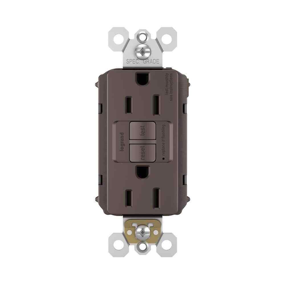 Legrand radiant 15 Amp 125 Volt Tamper Resistant GFCI Duplex Outlet Dark Bronze