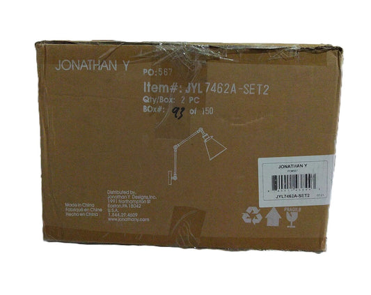 JONATHAN Y Rover 7 in. Adjustable Classic Glam Metal LED Wall Sconce Set of 2