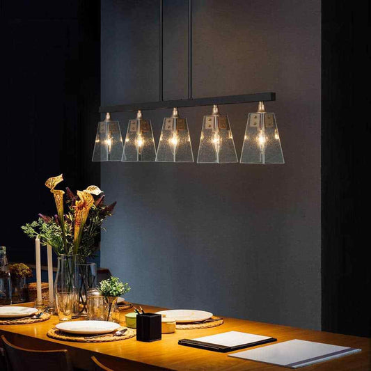 Uolfin Modern Farmhouse Gold Chandelier Black Dining Chandelier w/ Seeded Glass