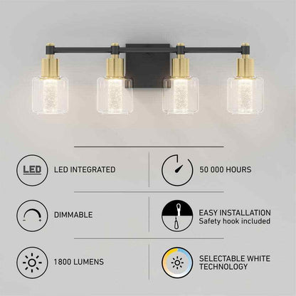 Artika Champagne Globe 26 in. LED 5 Vanity Light Bar for Bathroom Bubble Glass