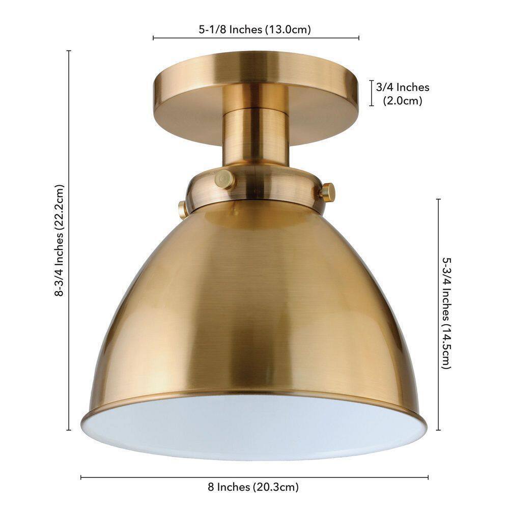 Meyer&Cross Madison 8 in. Brushed Brass Semi Flush Mount with Metal Shade