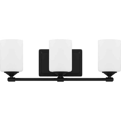 Hampton Bay Darlington Matte Black Vanity Light w/ Frosted Opal Glass Shades