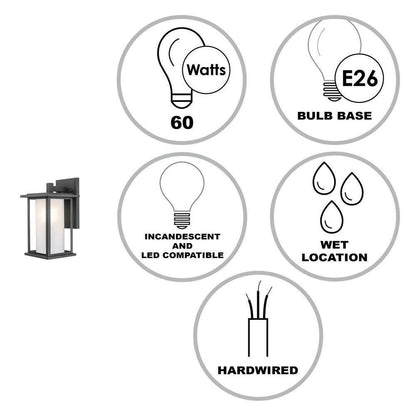 Bel Air Lighting Shaakar 1-Light Black Outdoor Wall Light Sconce Lantern