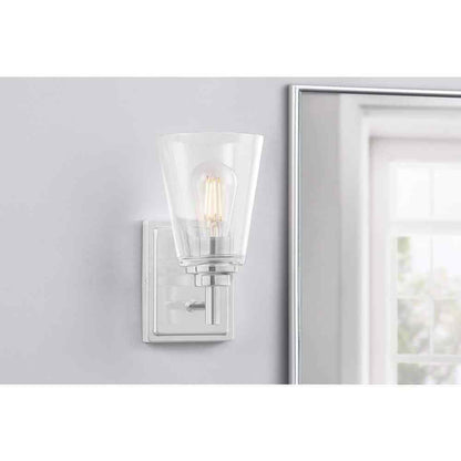 Hampton Bay Wakefield 5.25 in. 1-Light Chrome Modern Wall Mount Sconce Light