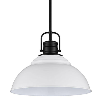 Home Decorators Shelston 16 in. 1-Light Black and White Farmhouse Pendant Light