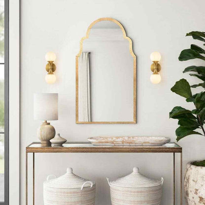 RRTYO North Gold Bubble Modern Up and Down Wall Sconce w/ Opal Glass Globe Shade