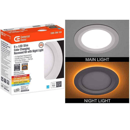 Commercial Electric Ultra Slim 6 in. CCT Integrated LED Recessed Light Trim