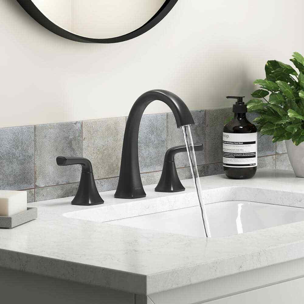 KOHLER Sundae 8 in. Widespread Double Handles Bathroom Faucet in Matte Black