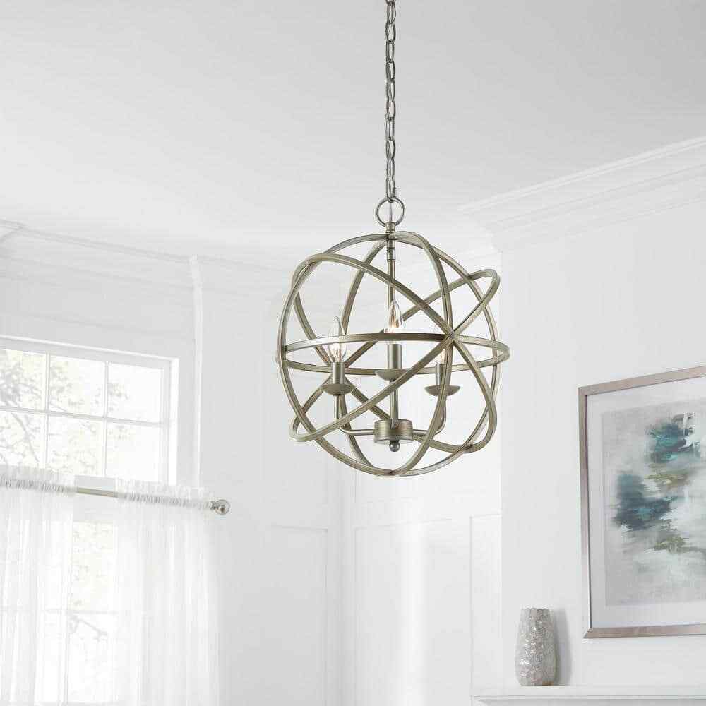 Home Decorators Sarolta Sands 3-Light Antique Silver Orb Chandelier