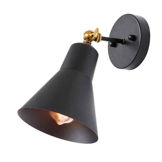 LNC Adjustable Modern Wall Sconce with Black Shade and Vintage Brass Accents