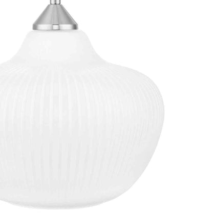 Home Decorators Pompton Chrome Light Fixture w/ White Ribbed Glass Globe Shade