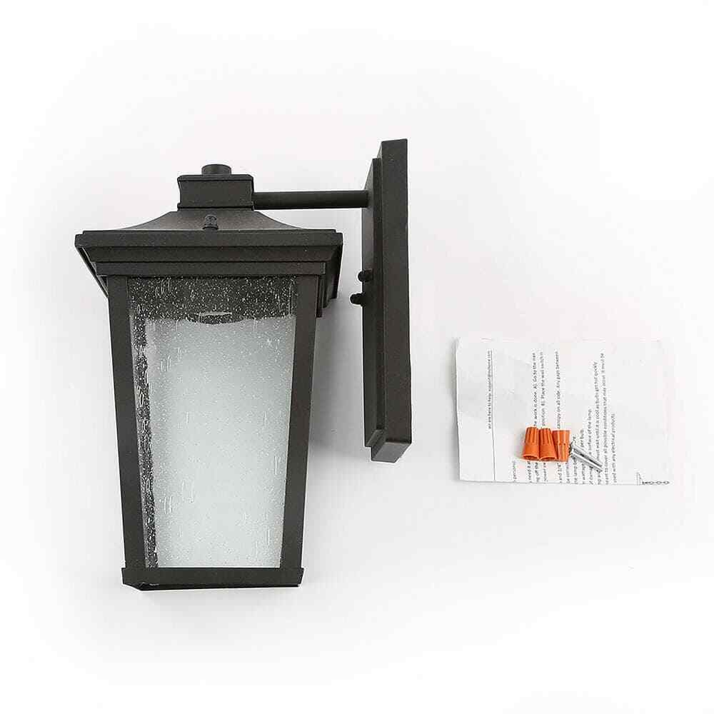 LNC Traditional Coastal Black Lantern Seeded Glass shade Modern Outdoor Light