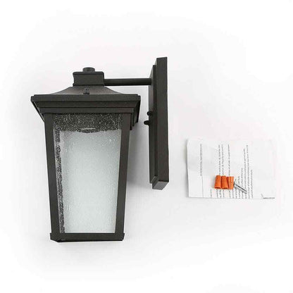 LNC Traditional Coastal Black Lantern Seeded Glass shade Modern Outdoor Light