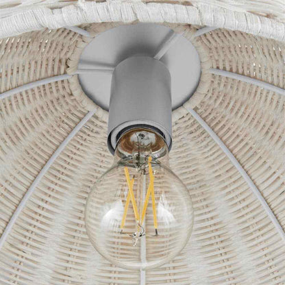 Hampton Bay Highler 13 in. Silver Flush Mount with White Rattan Shade HD5887E5