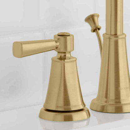 Glacier Bay Melina 8 in. Widespread 2-Handle High-Arc Bathroom Faucet Matte Gold