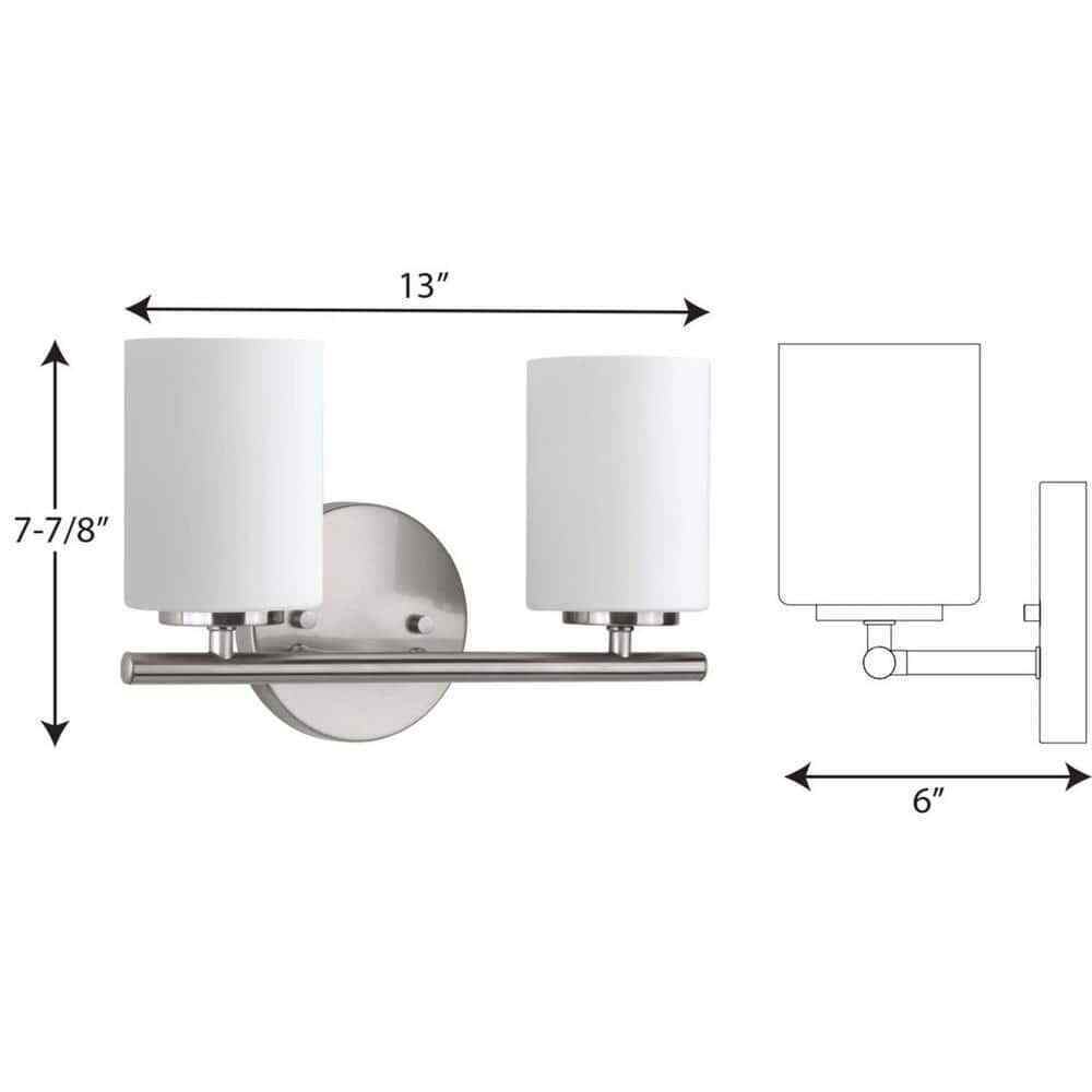 Progress Lighting Replay 13 in. Brushed Nickel Etched White Glass Vanity Light