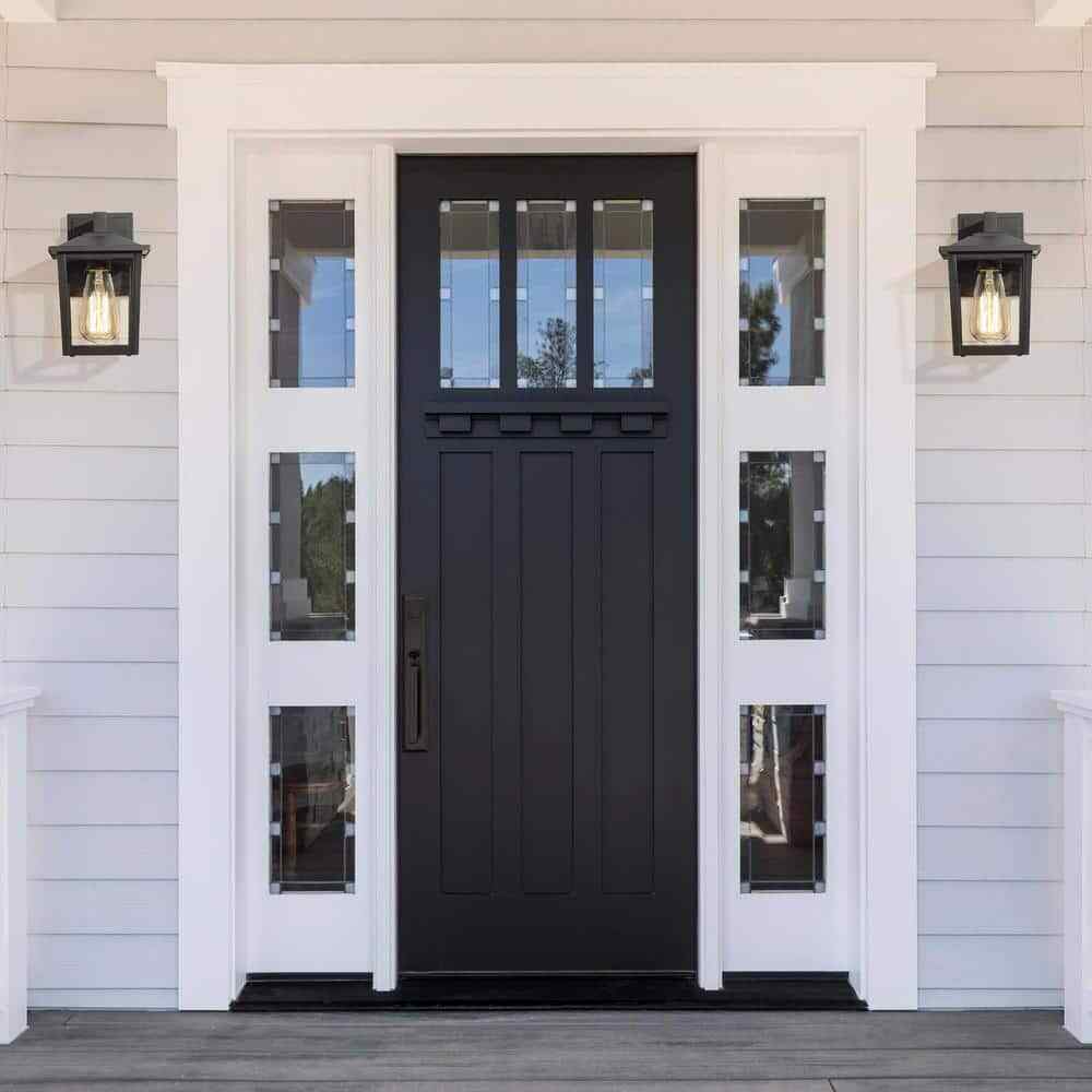 LNC Classic Black Lantern Wall Sconce with Clear Glass Shade 2-pack
