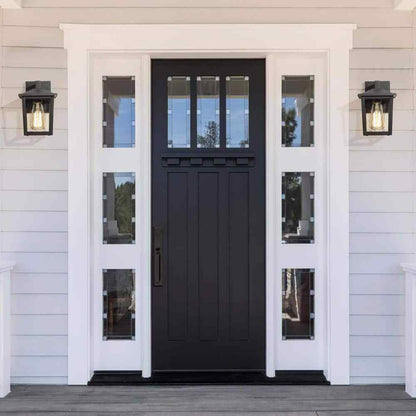 LNC Classic Black Lantern Wall Sconce with Clear Glass Shade 2-pack