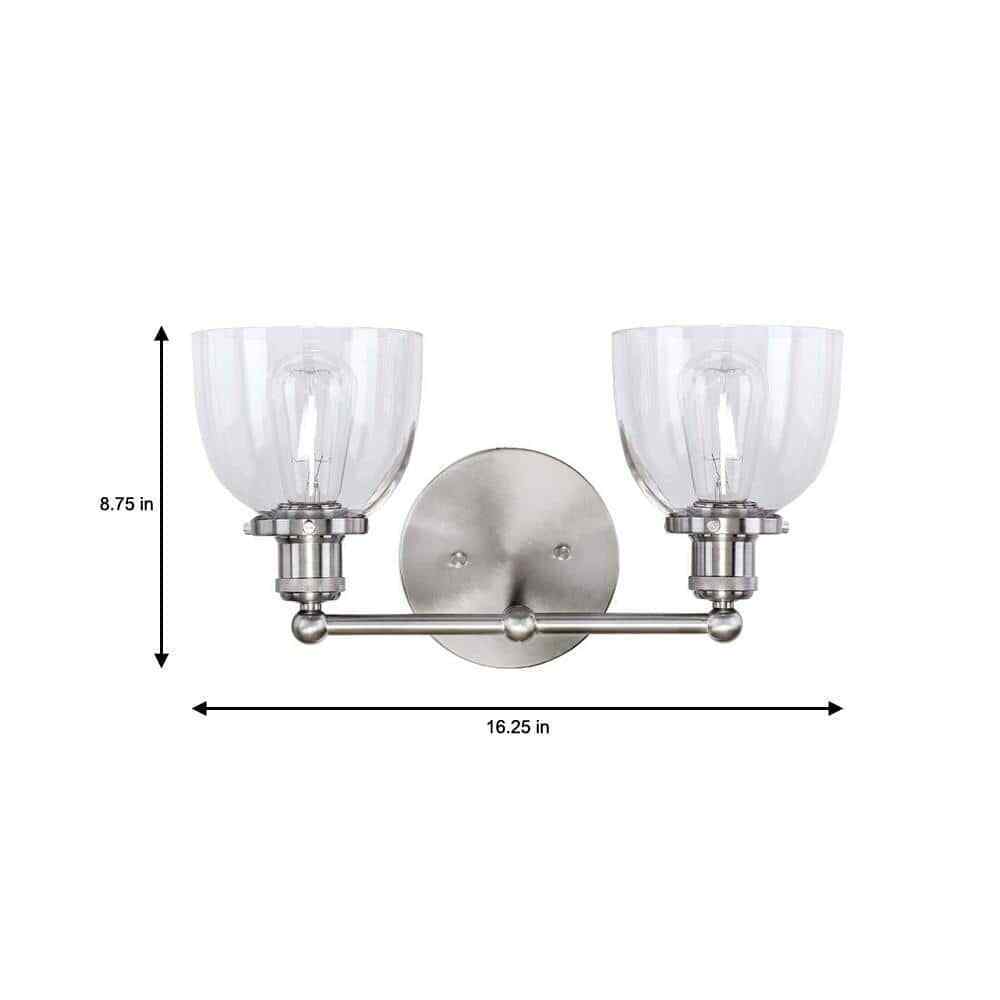 Home Decorators Collection Evelyn 16.25 in. 2-Light Brushed Nickel Vanity Light