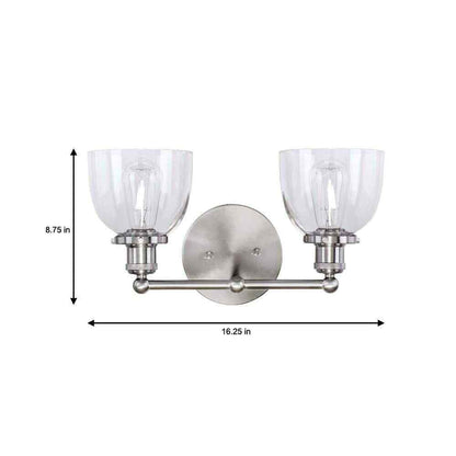 Home Decorators Collection Evelyn 16.25 in. 2-Light Brushed Nickel Vanity Light