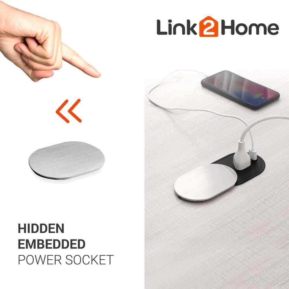 Link2Home 1-Power-Outlet Grommet Socket 1 USB Port 2.4 Amp Splash Resistant