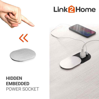 Link2Home 1-Power-Outlet Grommet Socket 1 USB Port 2.4 Amp Splash Resistant