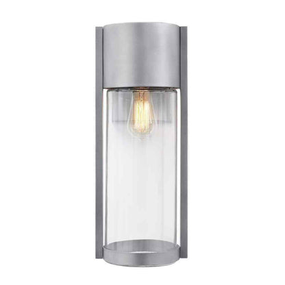 Hampton Bay Kempster 14 in. Modern Brushed Nickel Modern Outdoor Cylinder Light