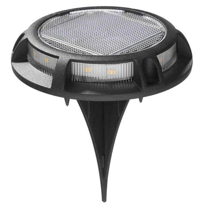 Hampton Bay Solar 15 Lumens Matte Black Integrated LED Disk Path Light 4-Pack