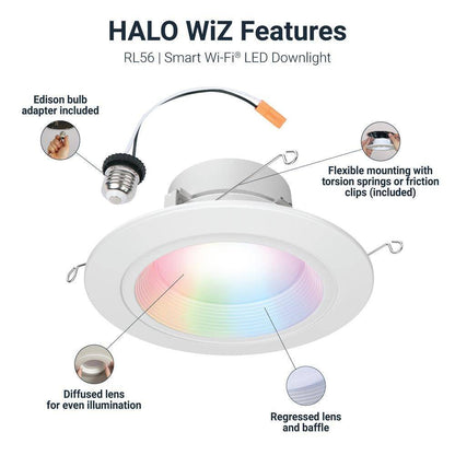 HALO Color 65W Equivalent 5/6 in. LED Dimmable Smart Wi-Fi Remodel Downlight
