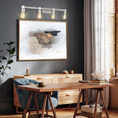 Eglo Westbury 30.8 in. 4-Light Vanity Light Nickel w/ Painted Grey Driftwood