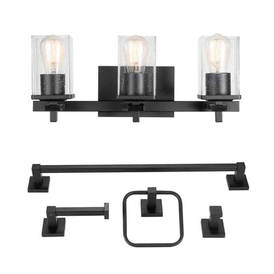 Globe Electric Dakota 20 in. 3-Light Matte Black Vanity Light with Accessories