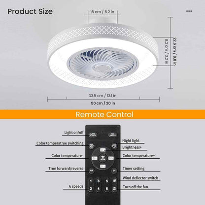 TOZING LED Indoor White Dimmable Matte Modern Cage  Ceiling Fan Light w/ Remote