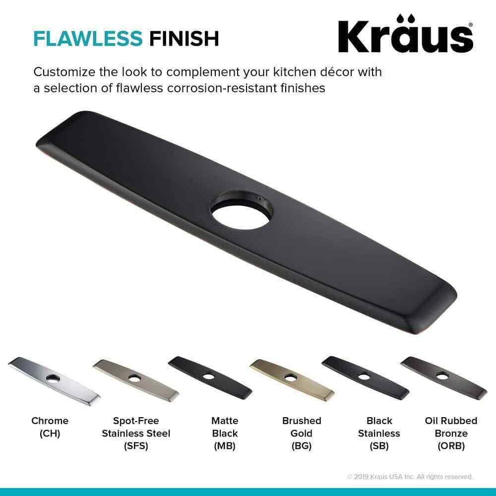 KRAUS 10.25 in. Stainless Steel Kitchen Faucet Single Hole Deck Plate, Black