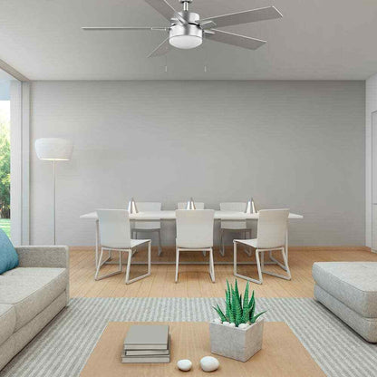 Hampton Bay 52 in. Corwin Indoor/Outdoor Silver LED Ceiling Fan with Light Kit