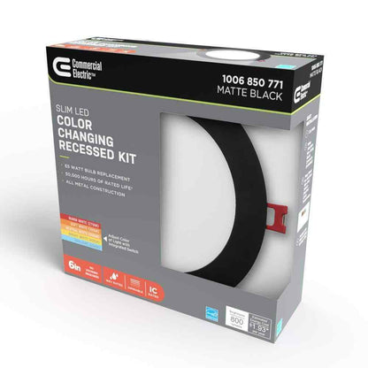 Commercial Electric 6 in. Selectable Canless Recessed Integrated Kit Matte Black