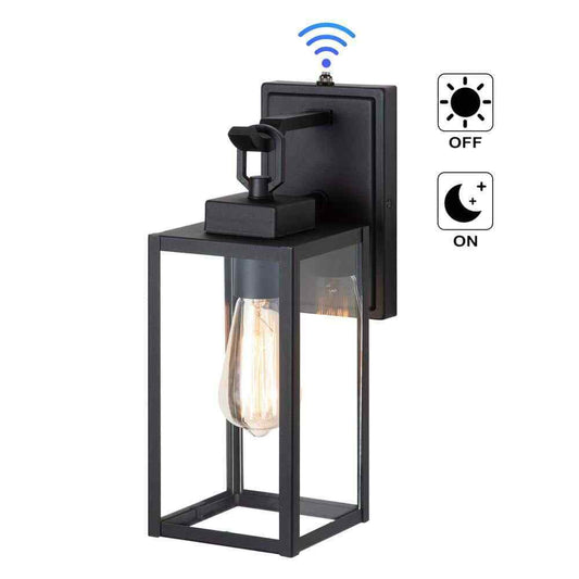 C Cattleya 1-Light Matte Black Dusk to Dawn Outdoor Wall Lantern Sconce