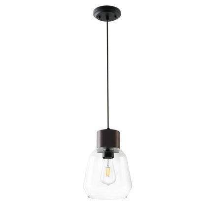 Light Society Faye 1-Light Black Wood/Clear Pendant with Glass Shade