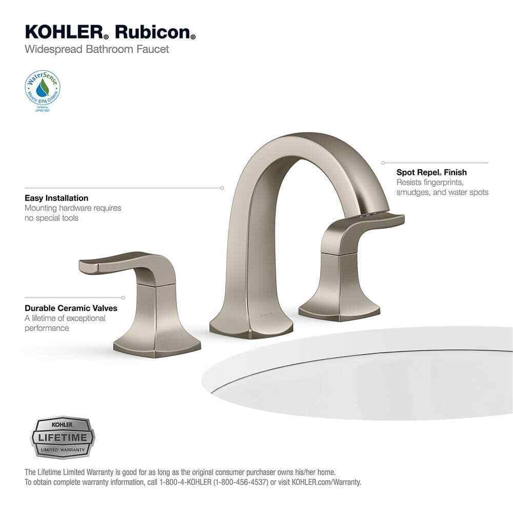KOHLER Rubicon 8 in. Widespread 2-Handle High Arc Bathroom Faucet Brushed Nickel