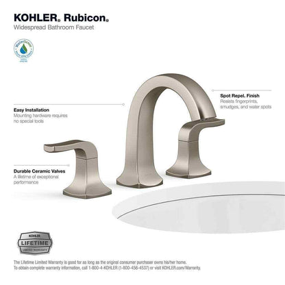 KOHLER Rubicon 8 in. Widespread 2-Handle High Arc Bathroom Faucet Brushed Nickel
