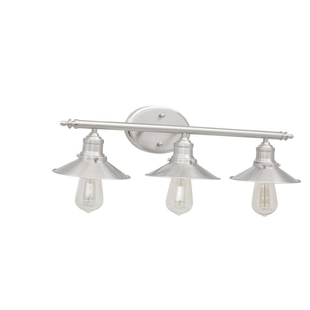 Home Decorators Glenhurst 25 in. 3-Light Brushed Nickel Bathroom Vanity Light
