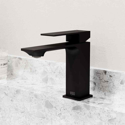 VIGO Dunn Single Handle Single-Hole Bathroom Faucet in Matte Black VG01054MB