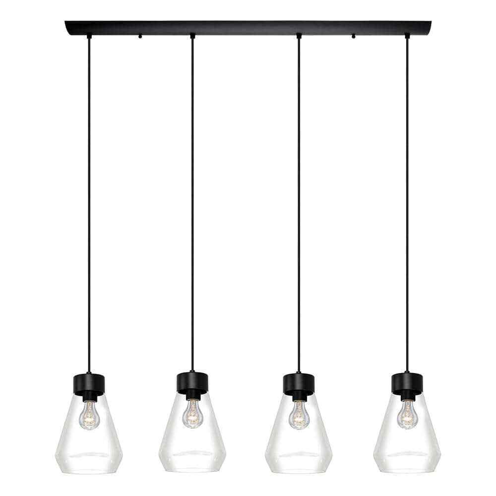 Eglo Montey 43.75 in. W x 72 in. H 4-Light Black Linear Pendant Light with Glass