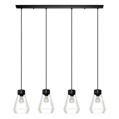Eglo Montey 43.75 in. W x 72 in. H 4-Light Black Linear Pendant Light with Glass