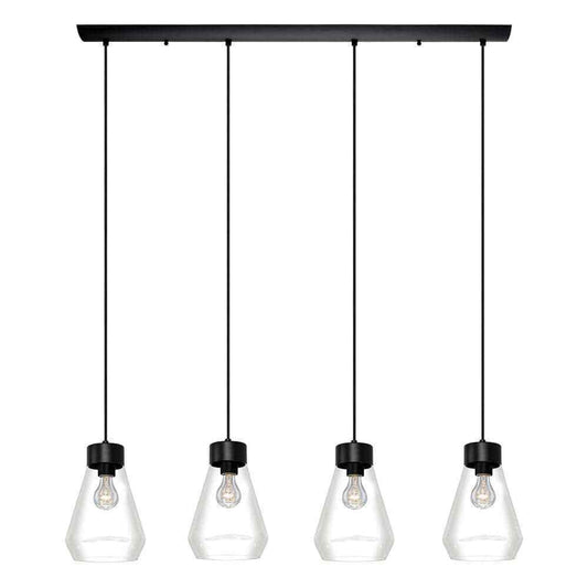 Eglo Montey 43.75 in. W x 72 in. H 4-Light Black Linear Pendant Light with Glass