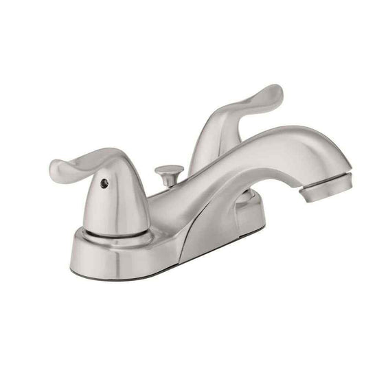 Glacier Bay 4 in. Centerset 2-Handle Low-Arc Bathroom Faucet in Brushed Nickel