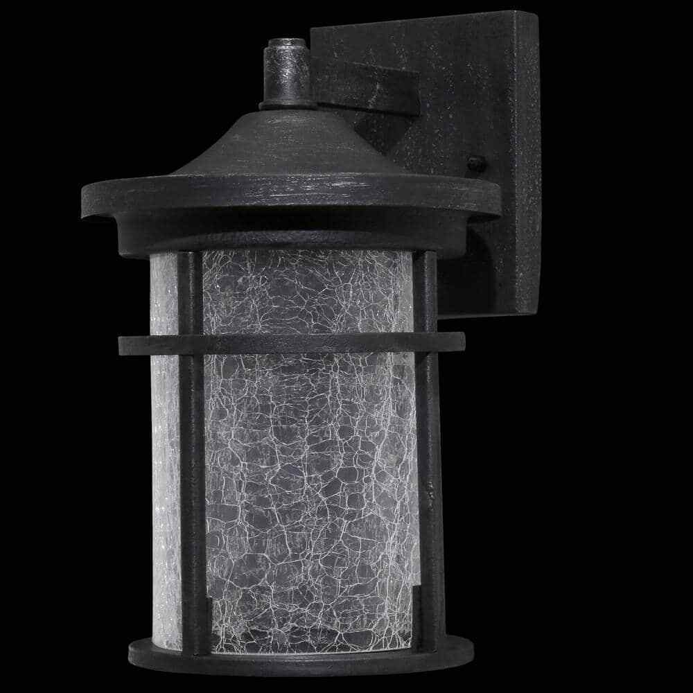 Home Decorators Westbury Aged Iron LED Outdoor Wall Light Fixture Crackled Glass