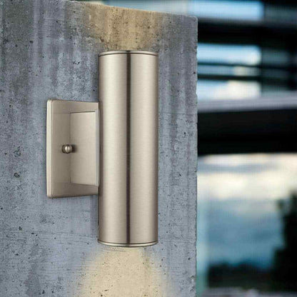 Home Decorators Riga 7.64 in. Stainless Steel LED Outdoor Wall Sconce Light
