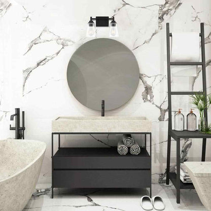 Hampton Bay 15 in. Wakefield 2-Light Matte Black Vanity Light w/ Clear Glass