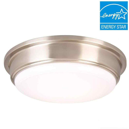 Hampton Bay Savannah 13 in. Brushed Nickel Selectable LED Flush Mount IKE8091L-5